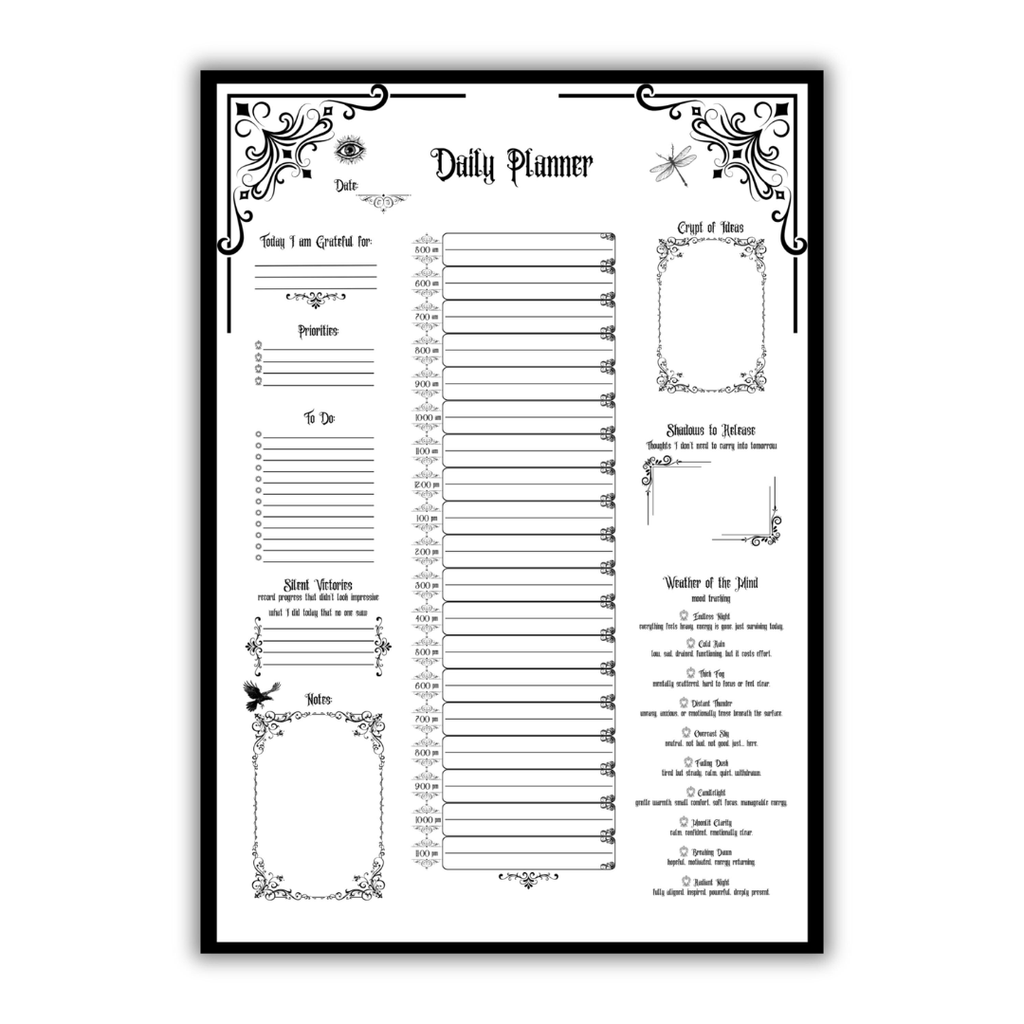 Gothic July Journal Planner Pages