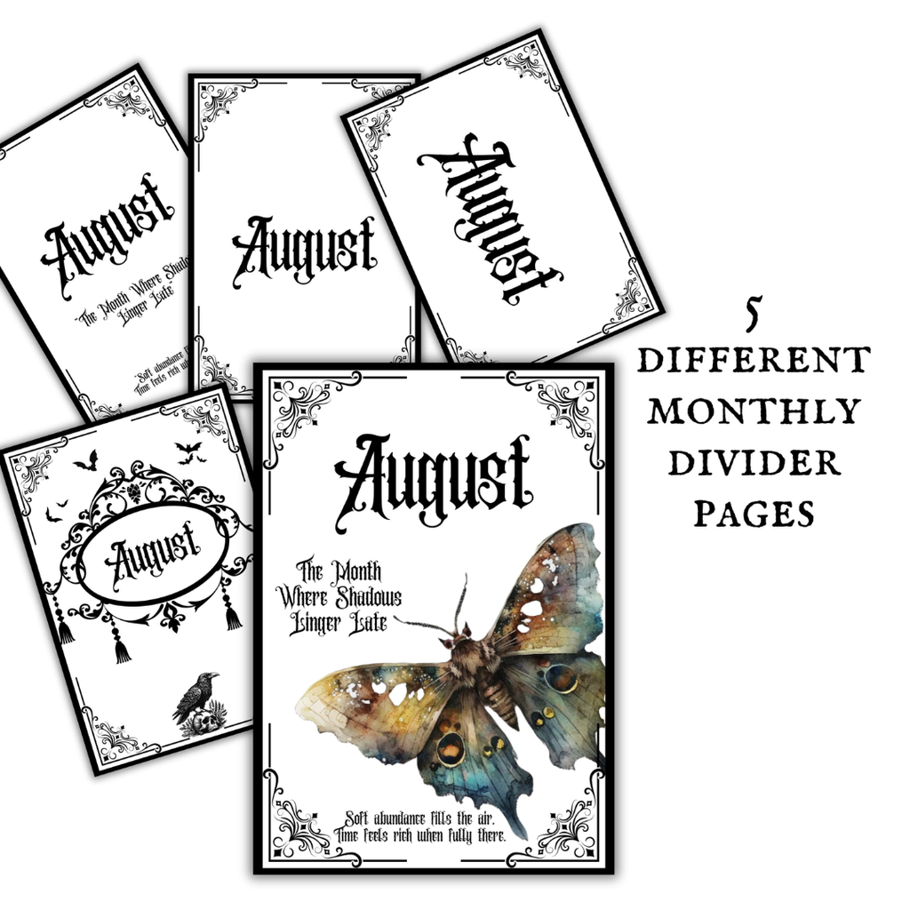 Gothic August Journal Planner Pages