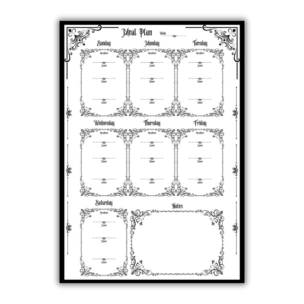 Gothic August Journal Planner Pages