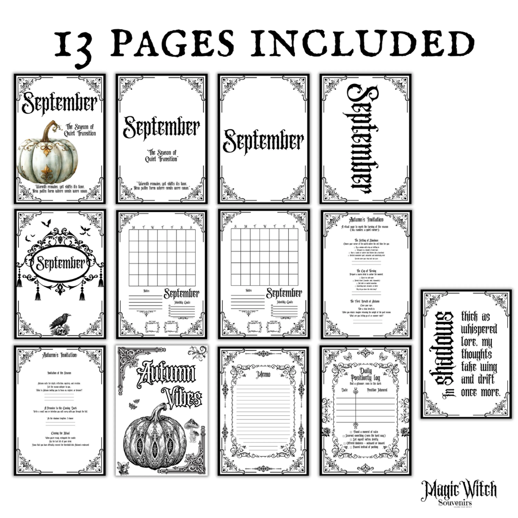 Gothic September Journal Planner Pages