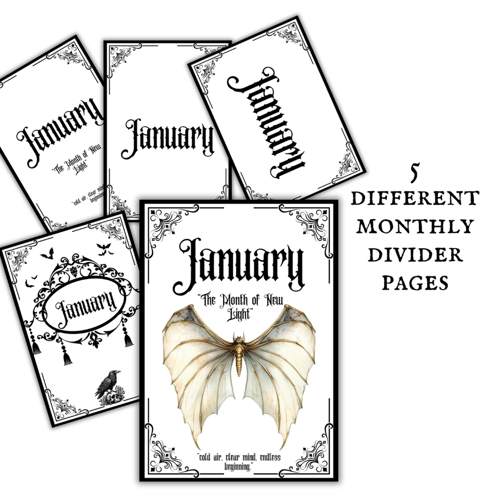 Gothic January Journal Planner Pages