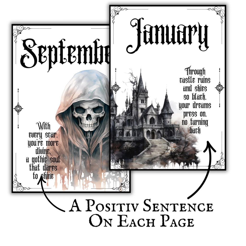 Gothic Monthly Planner Divider Pages
