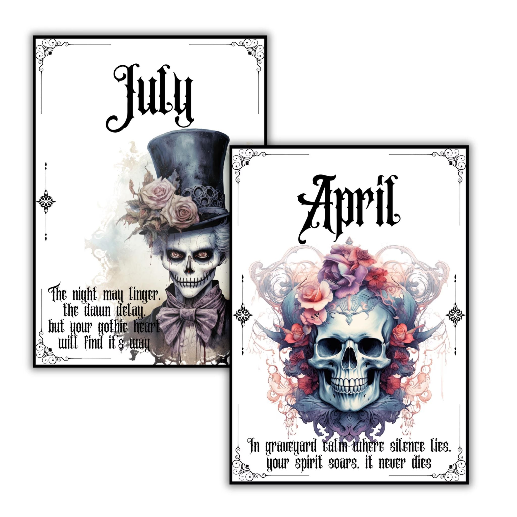 Gothic Monthly Planner Divider Pages