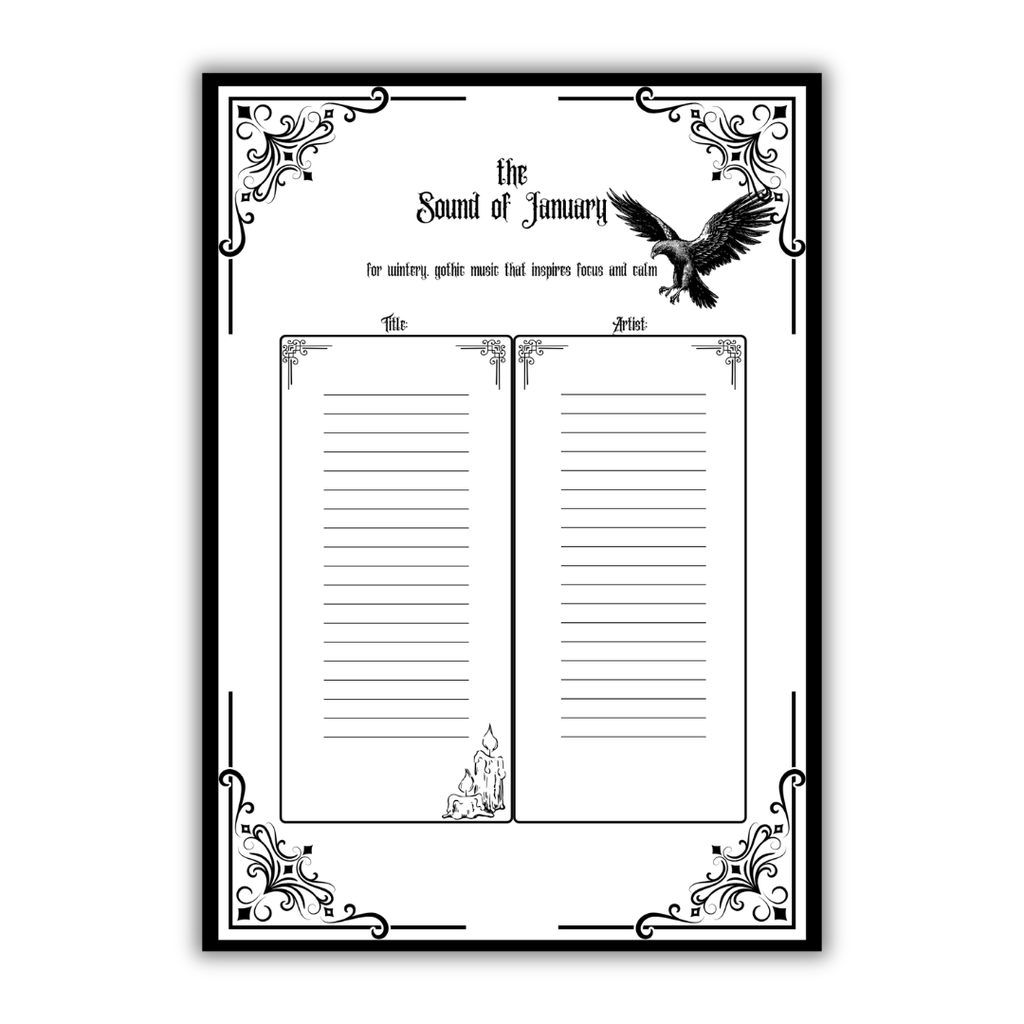 Gothic January Journal Planner Pages