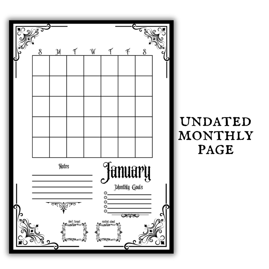 Gothic January Journal Planner Pages