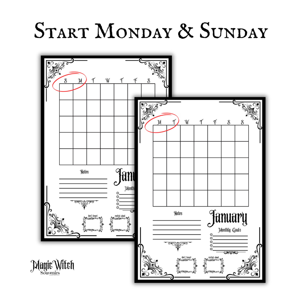 Gothic January Journal Planner Pages