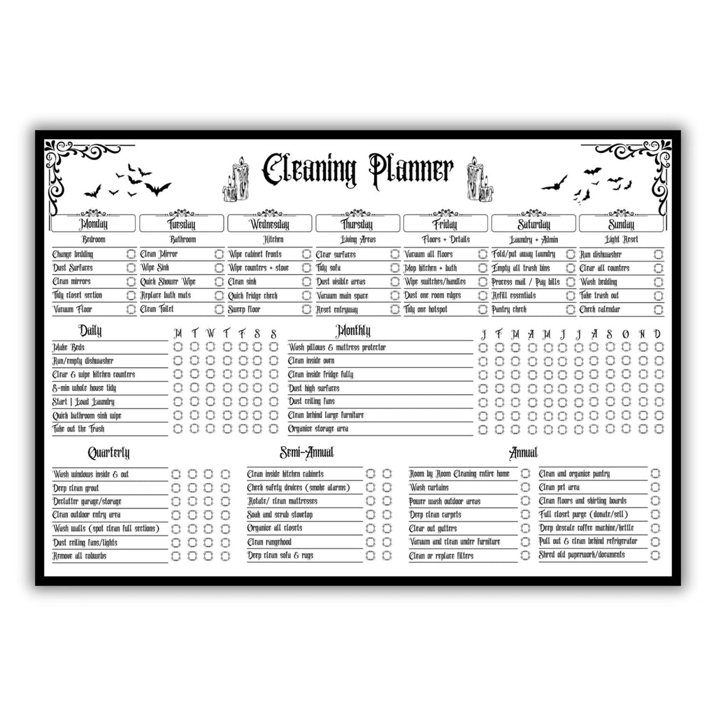 Gothic Cleaning Checklist