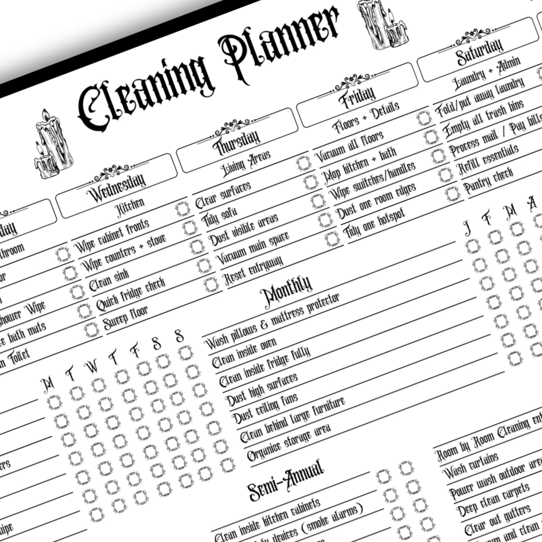 Gothic Cleaning Checklist