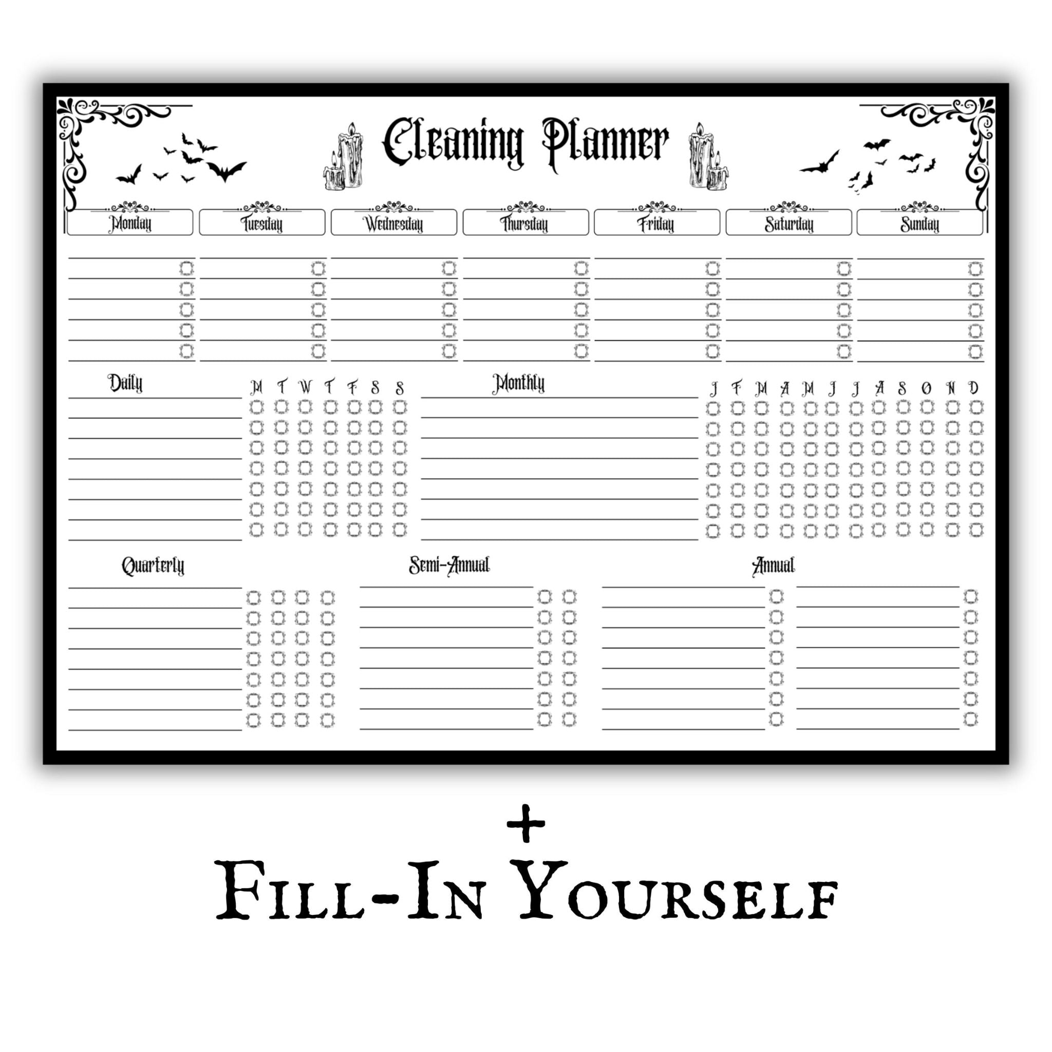 Gothic Cleaning Checklist