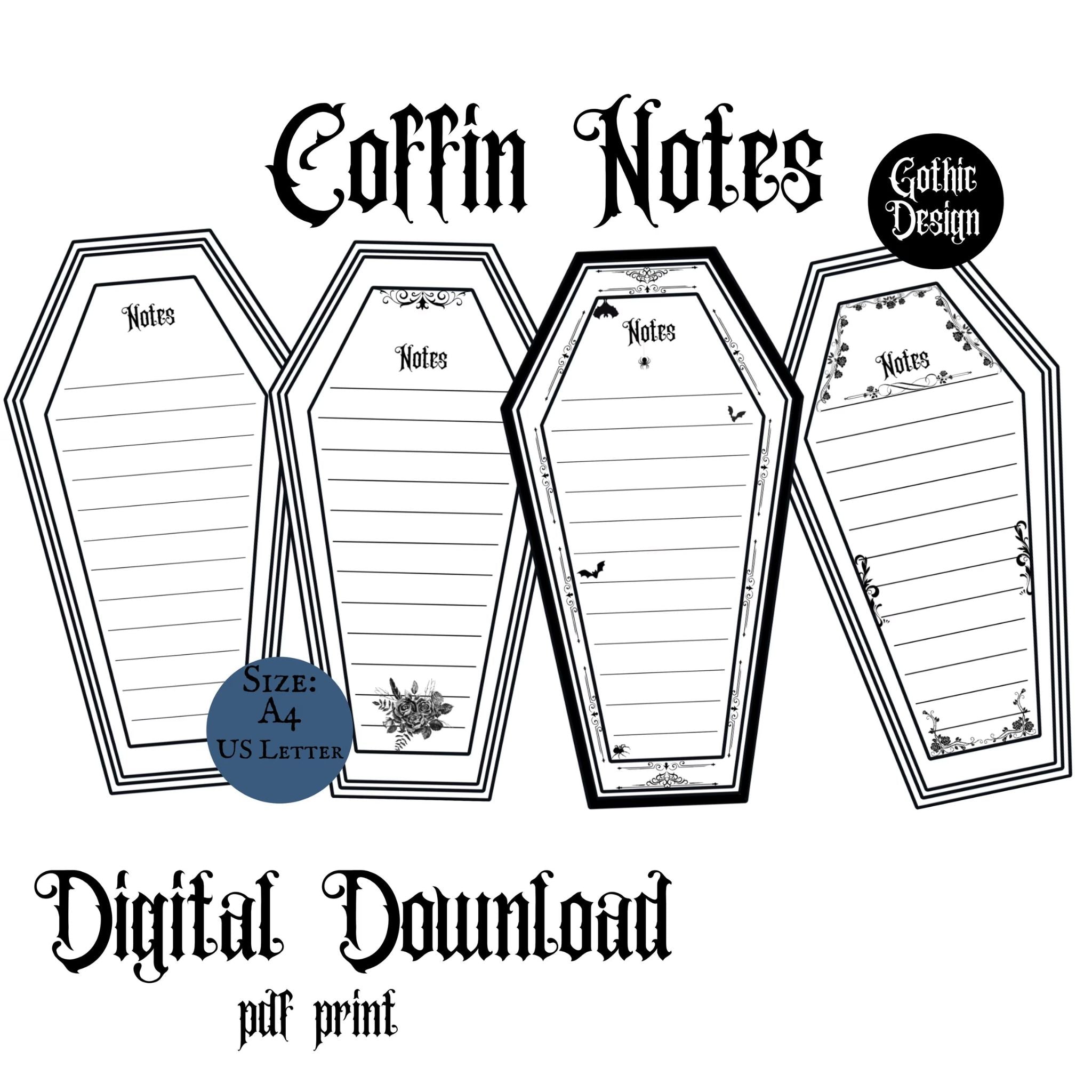 Gothic Coffin Notes Cards