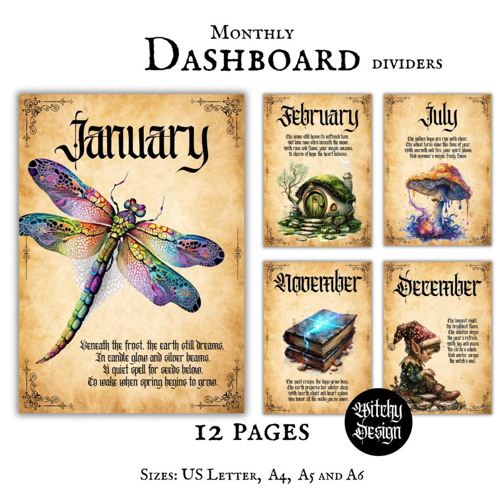 Witchy Monthly Divider Pages