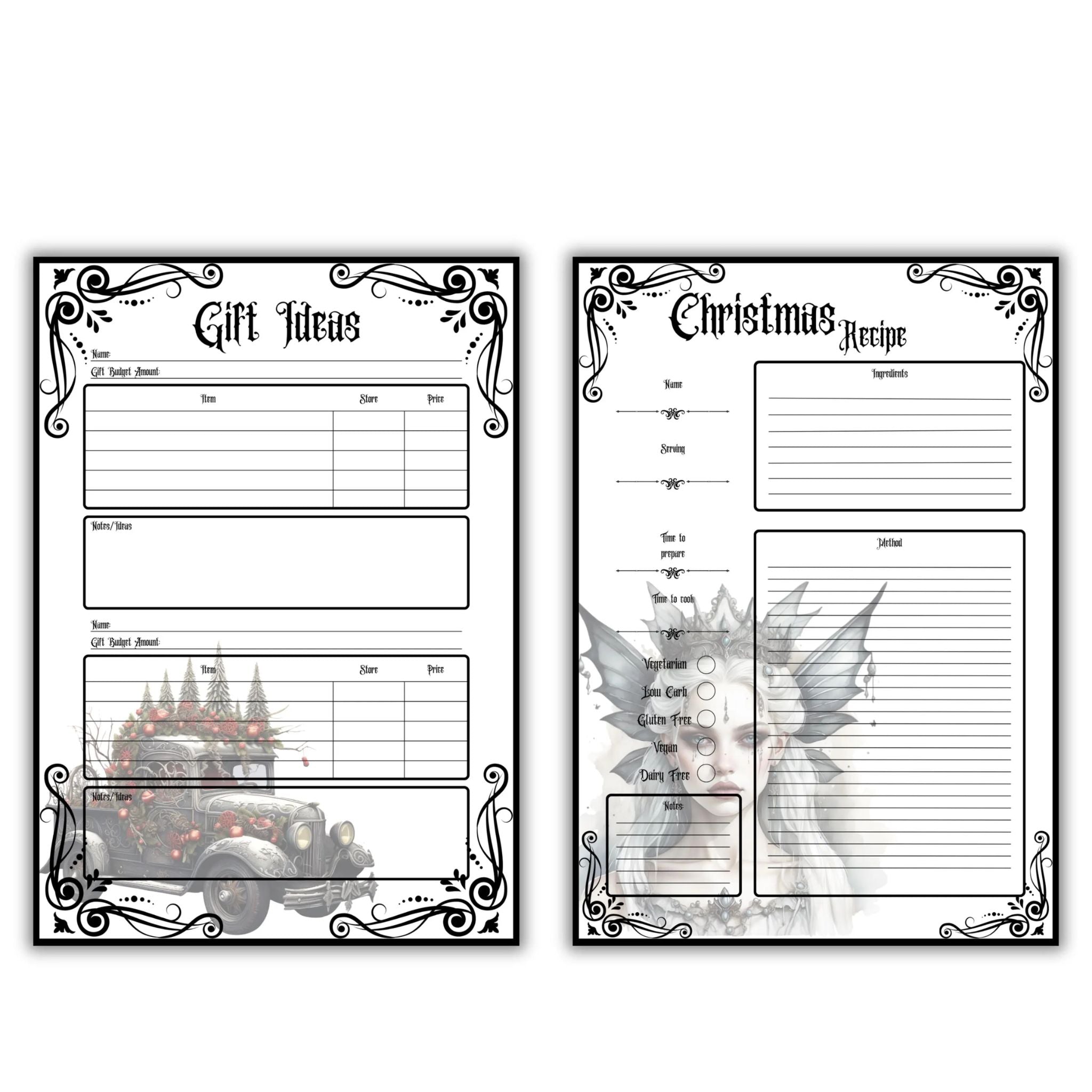 Gothic Christmas Planner with Pictures
