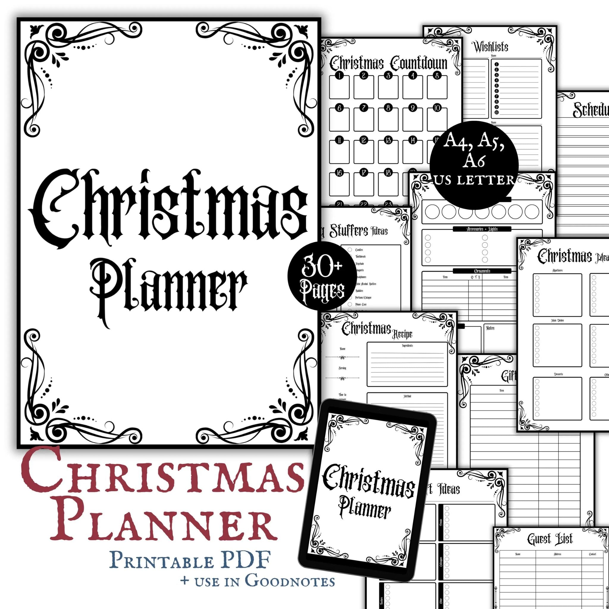 Gothic Christmas Planner Minimalistic