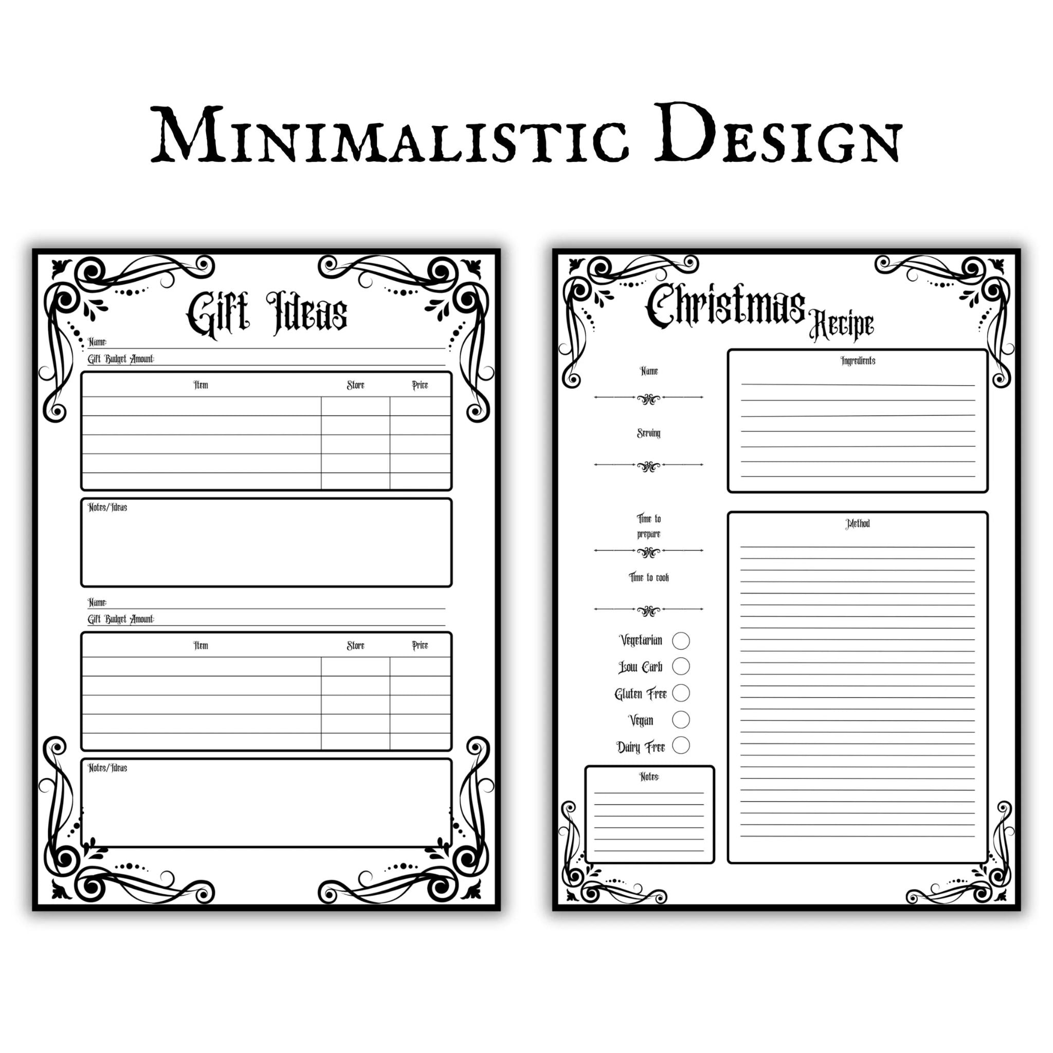 Gothic Christmas Planner Minimalistic