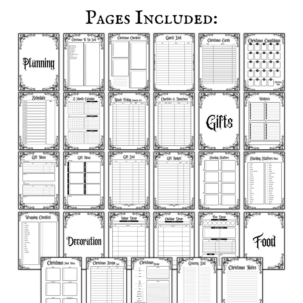 Gothic Christmas Planner Minimalistic