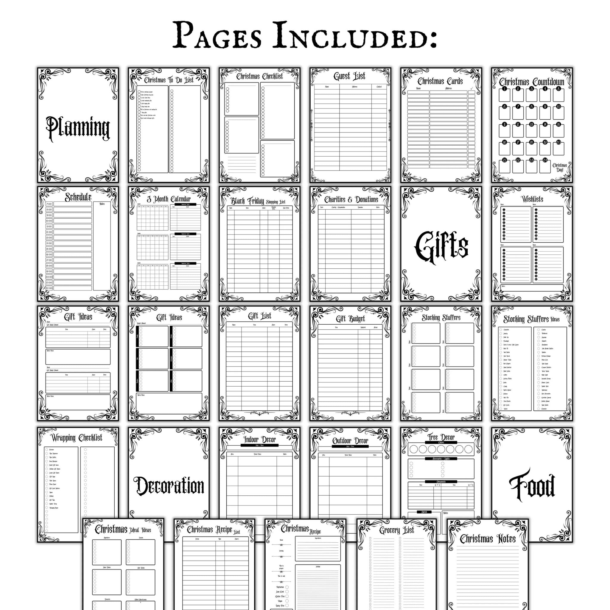 Gothic Christmas Planner Minimalistic
