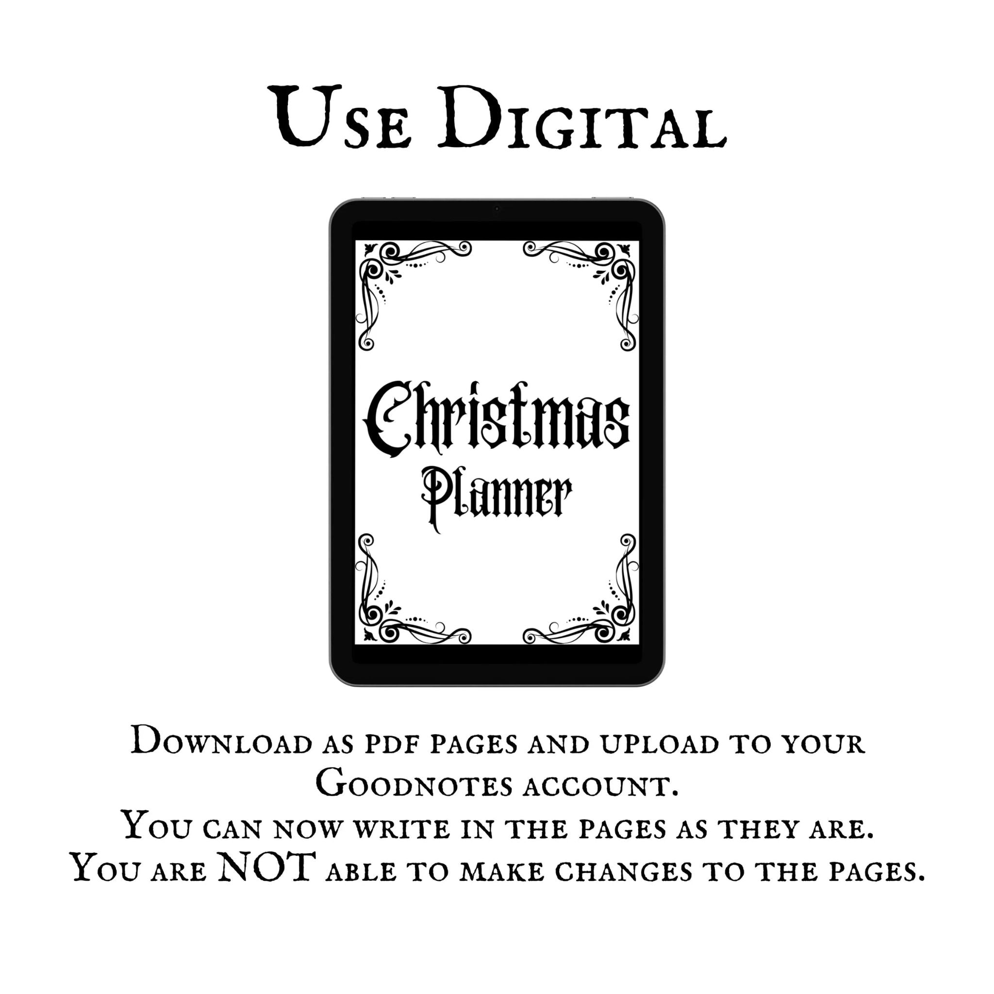 Gothic Christmas Planner Minimalistic