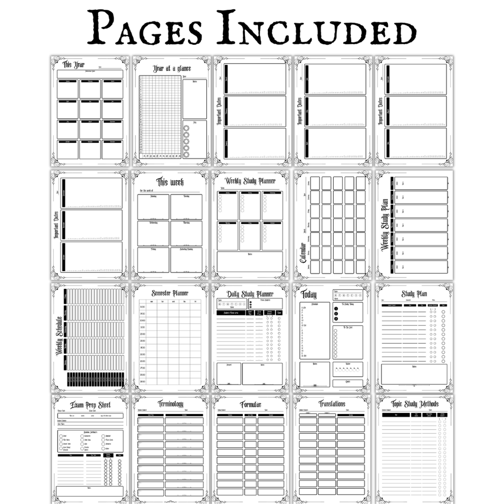 Gothic Study Planner