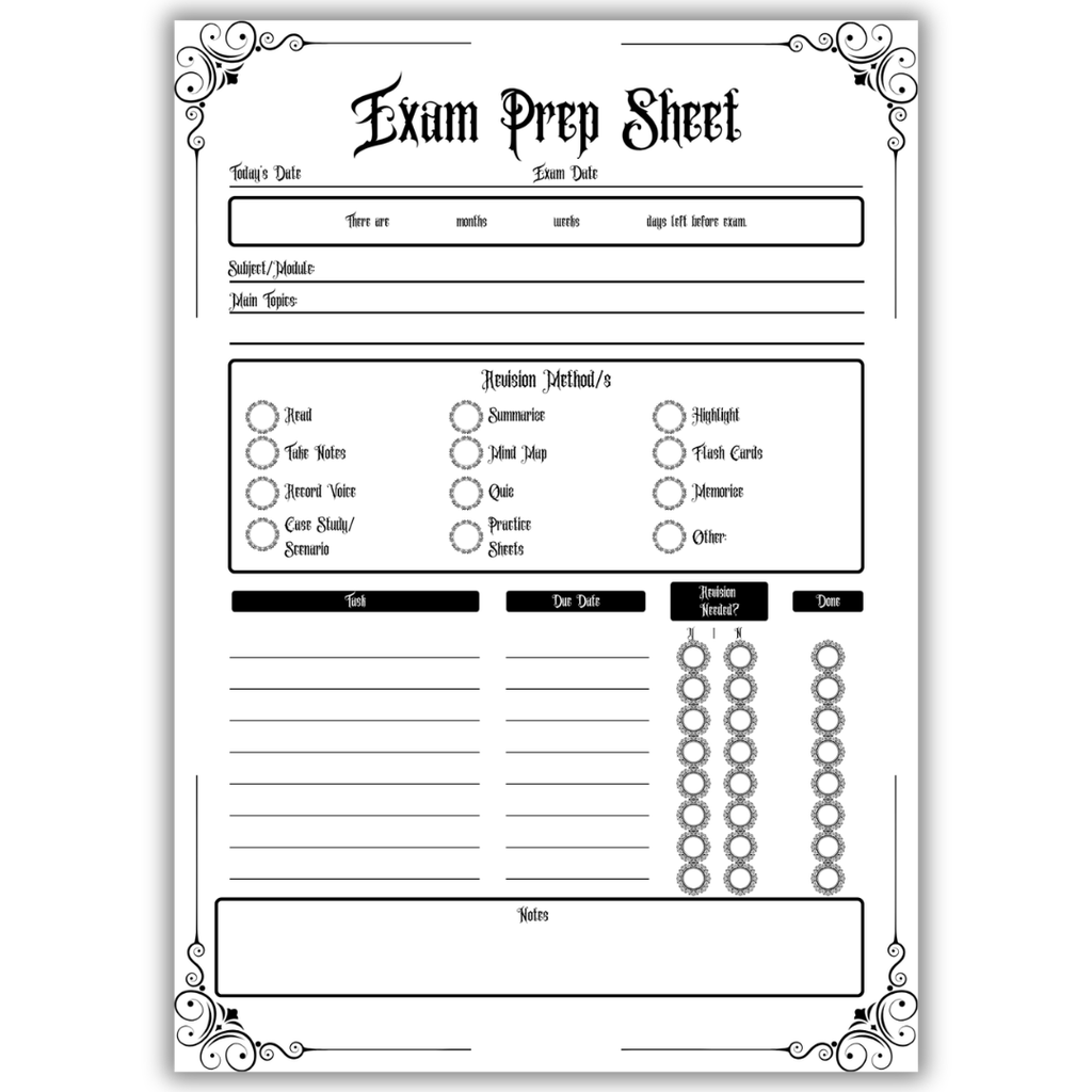 Gothic Study Planner