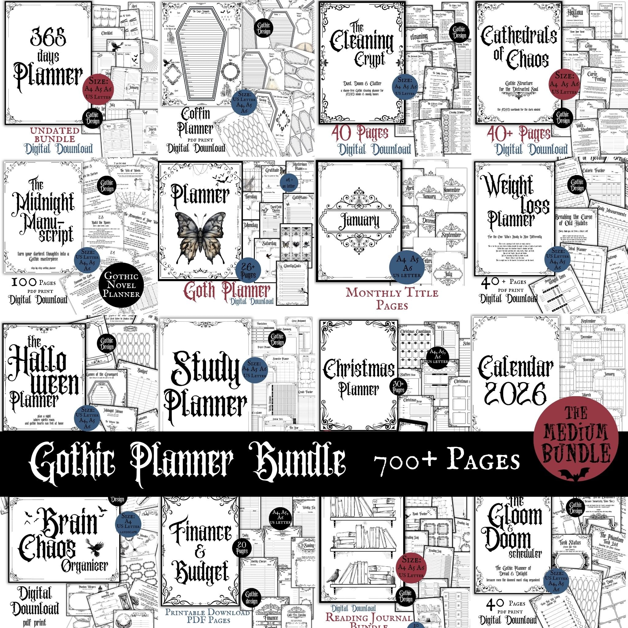 Gothic Planner Bundle Medium