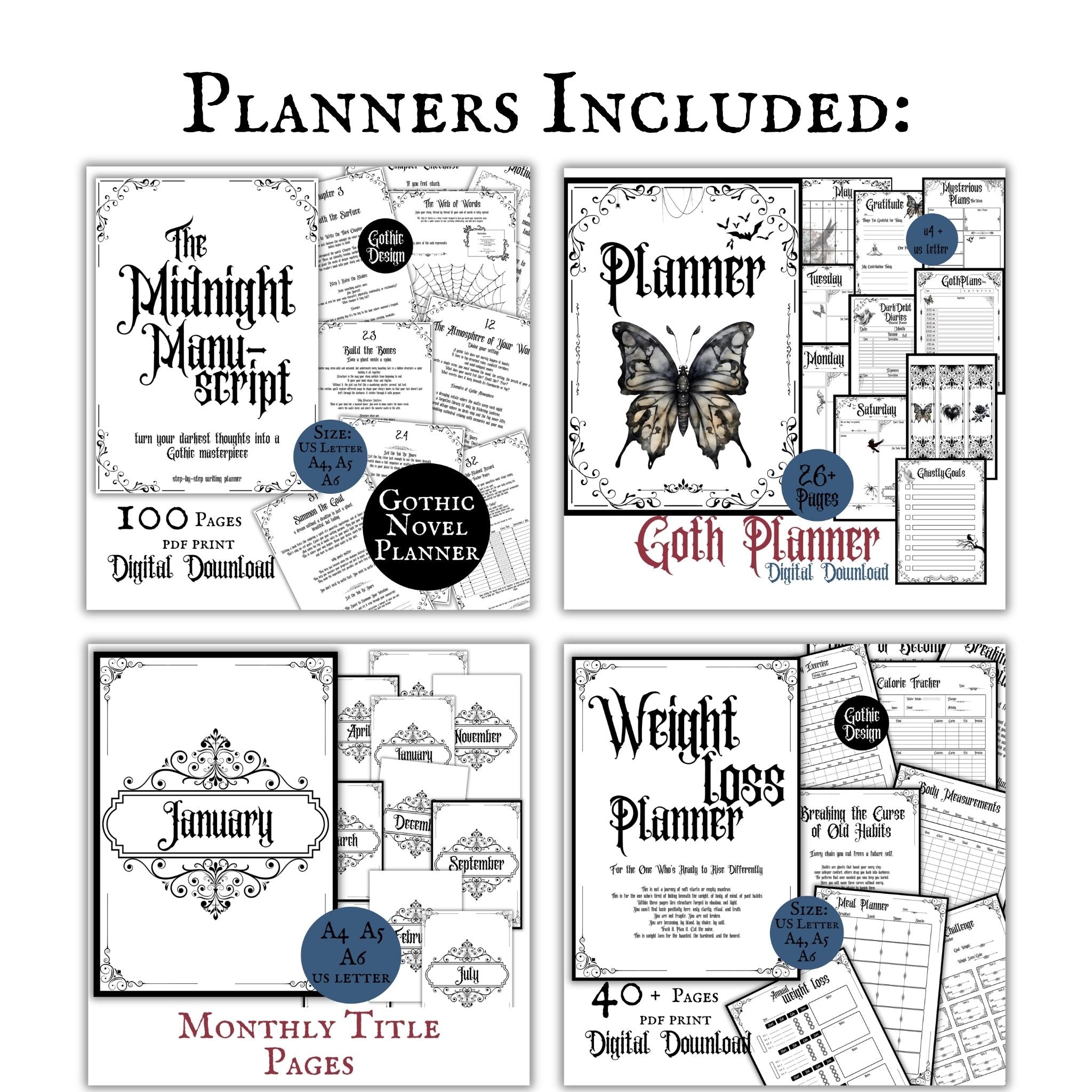 Gothic Planner Bundle Medium