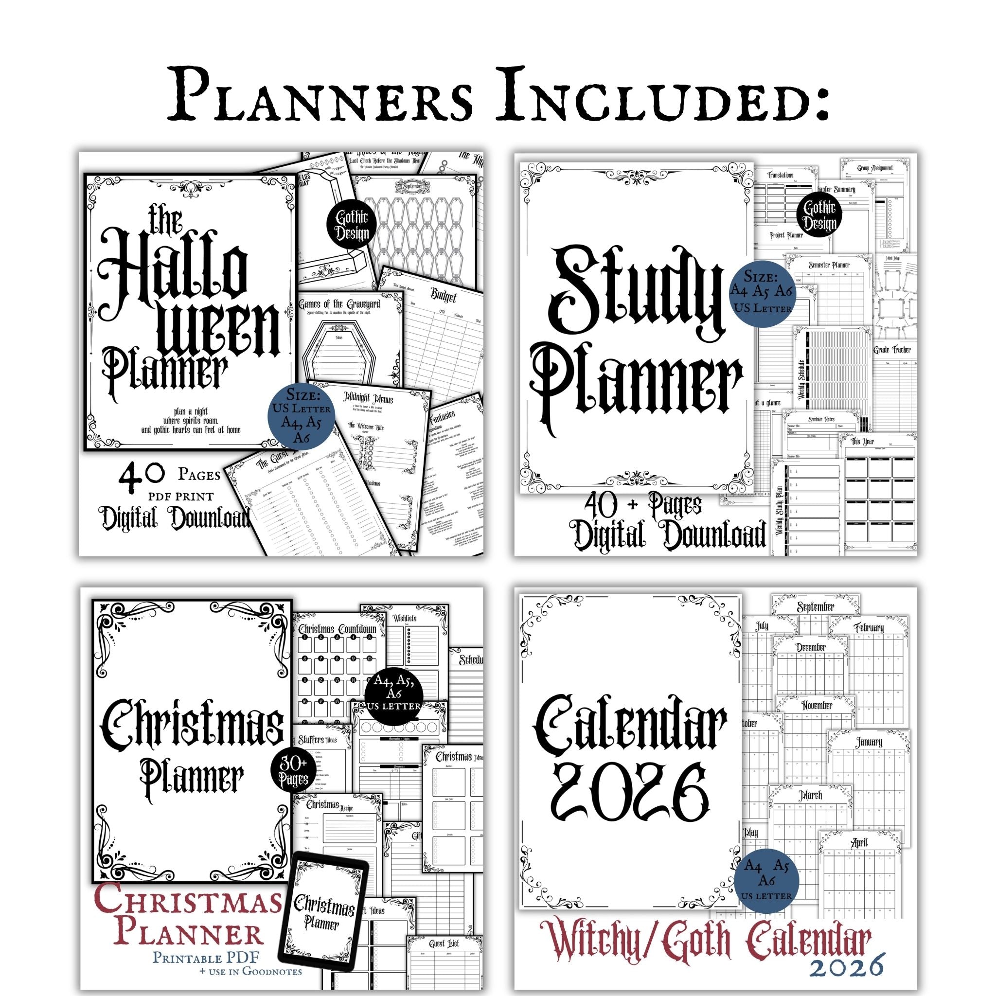 Gothic Planner Bundle Medium