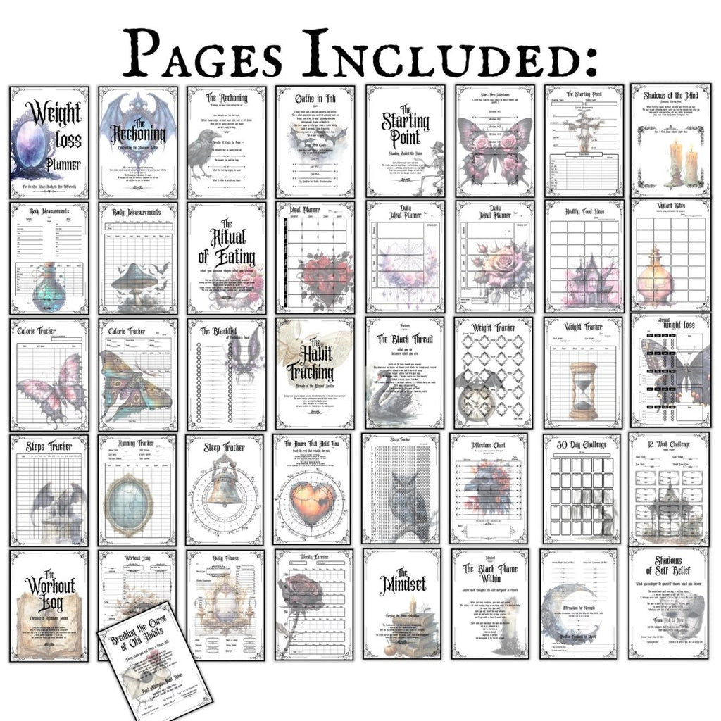 Gothic Weight Loss Planner With Pictures