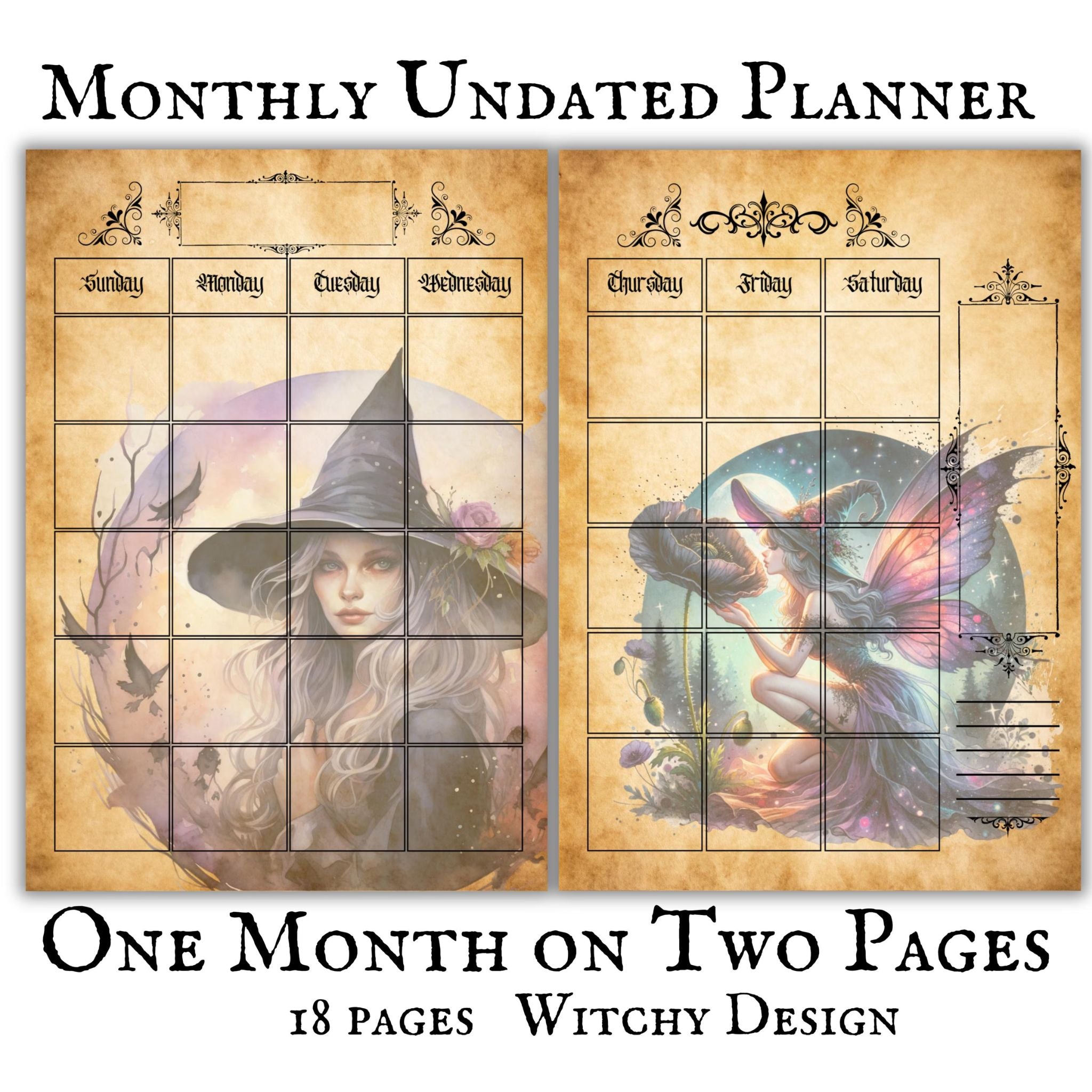 Witchy Monthly Undated Planner