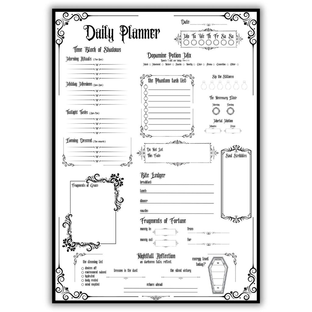 Gothic ADHD Daily Planner Page