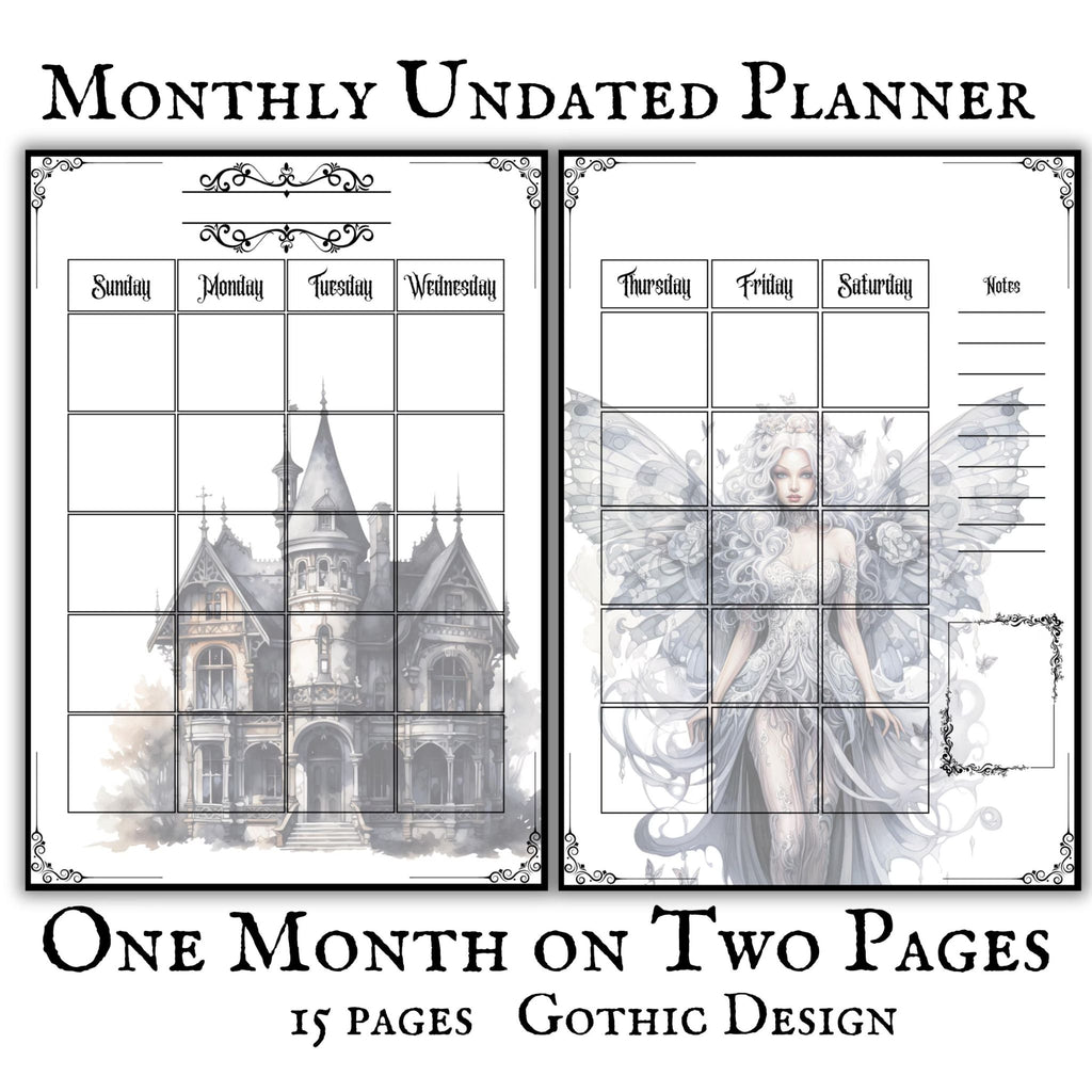 Gothic Monthly Undated Planner