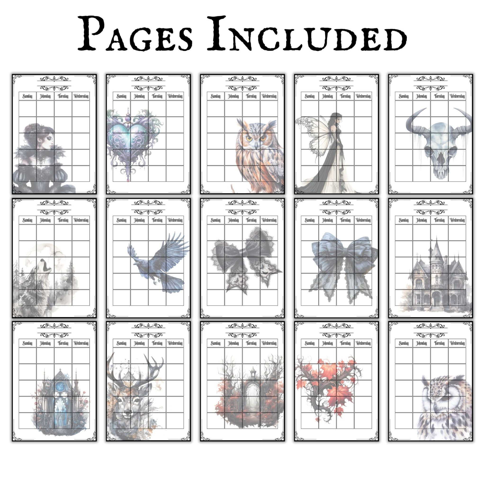 Gothic Monthly Undated Planner