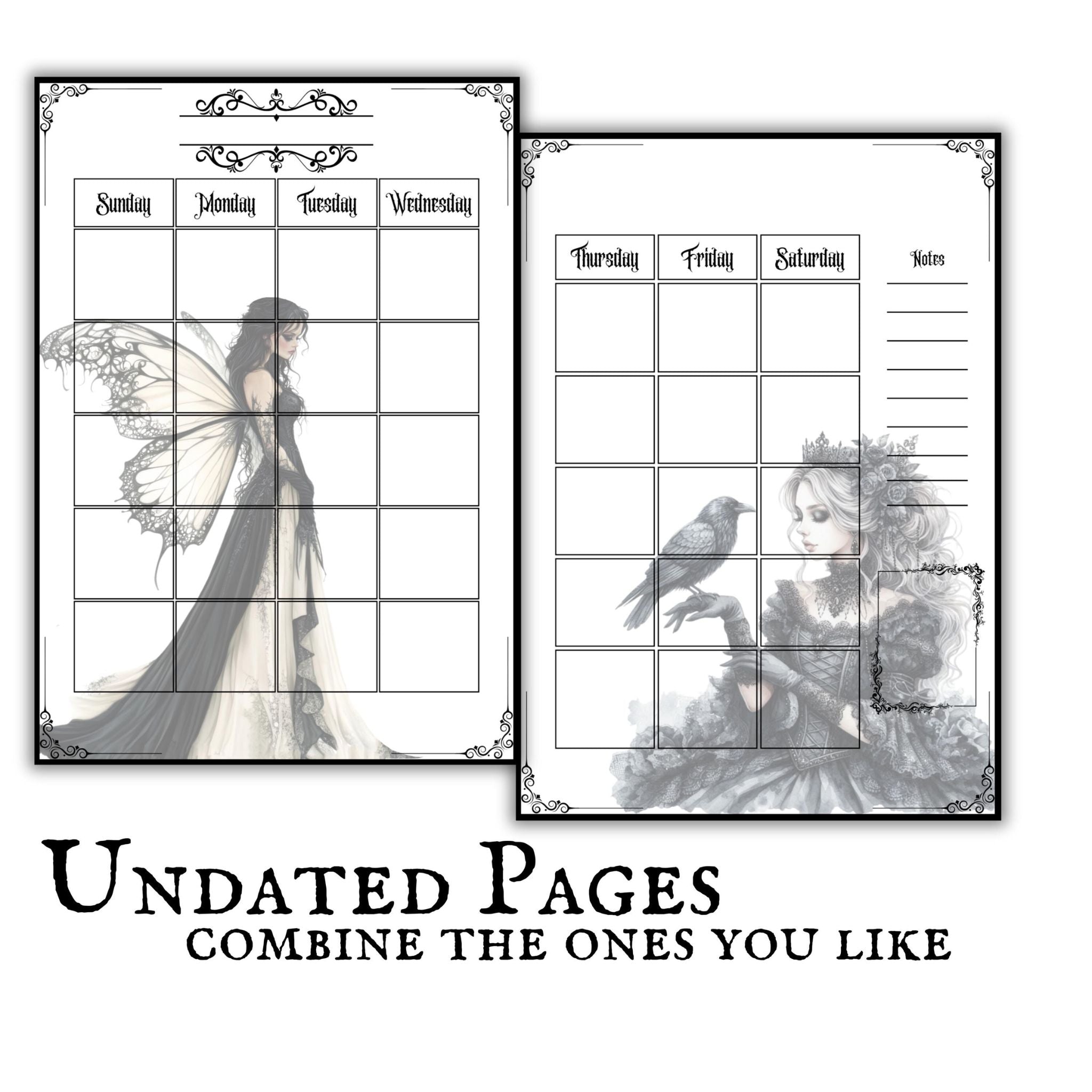 Gothic Monthly Undated Planner