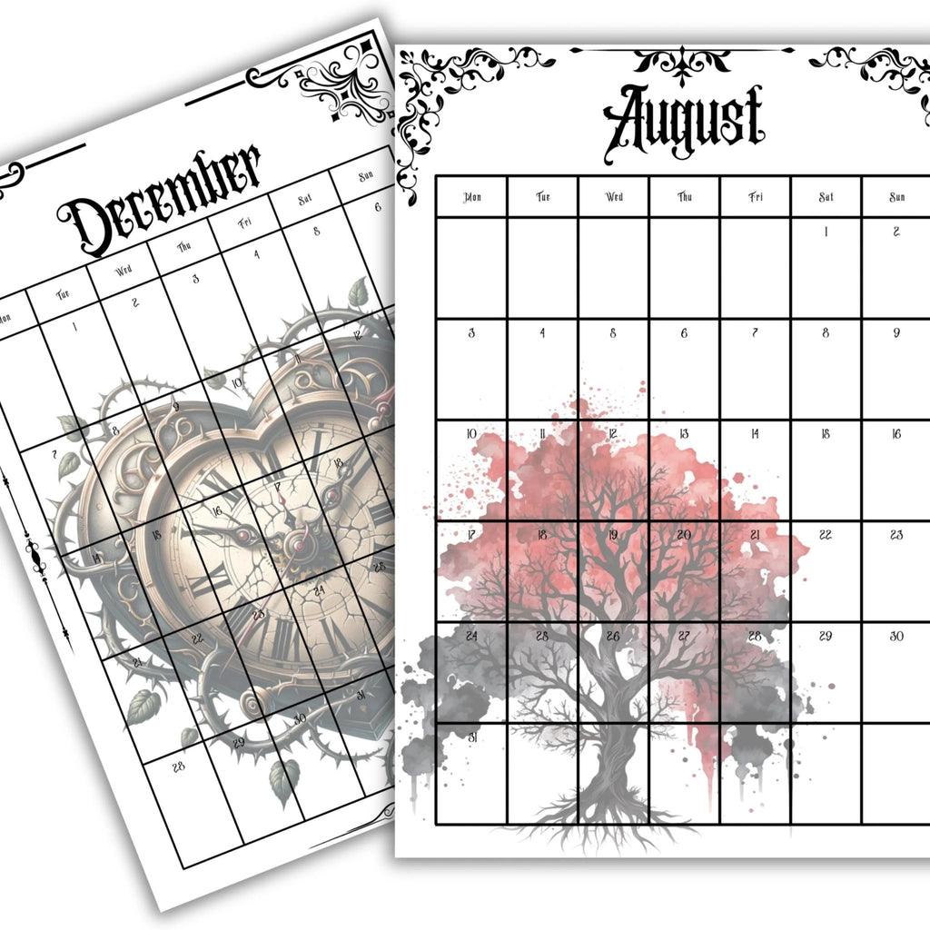 2026 Monthly Calendar Witchy Gothic
