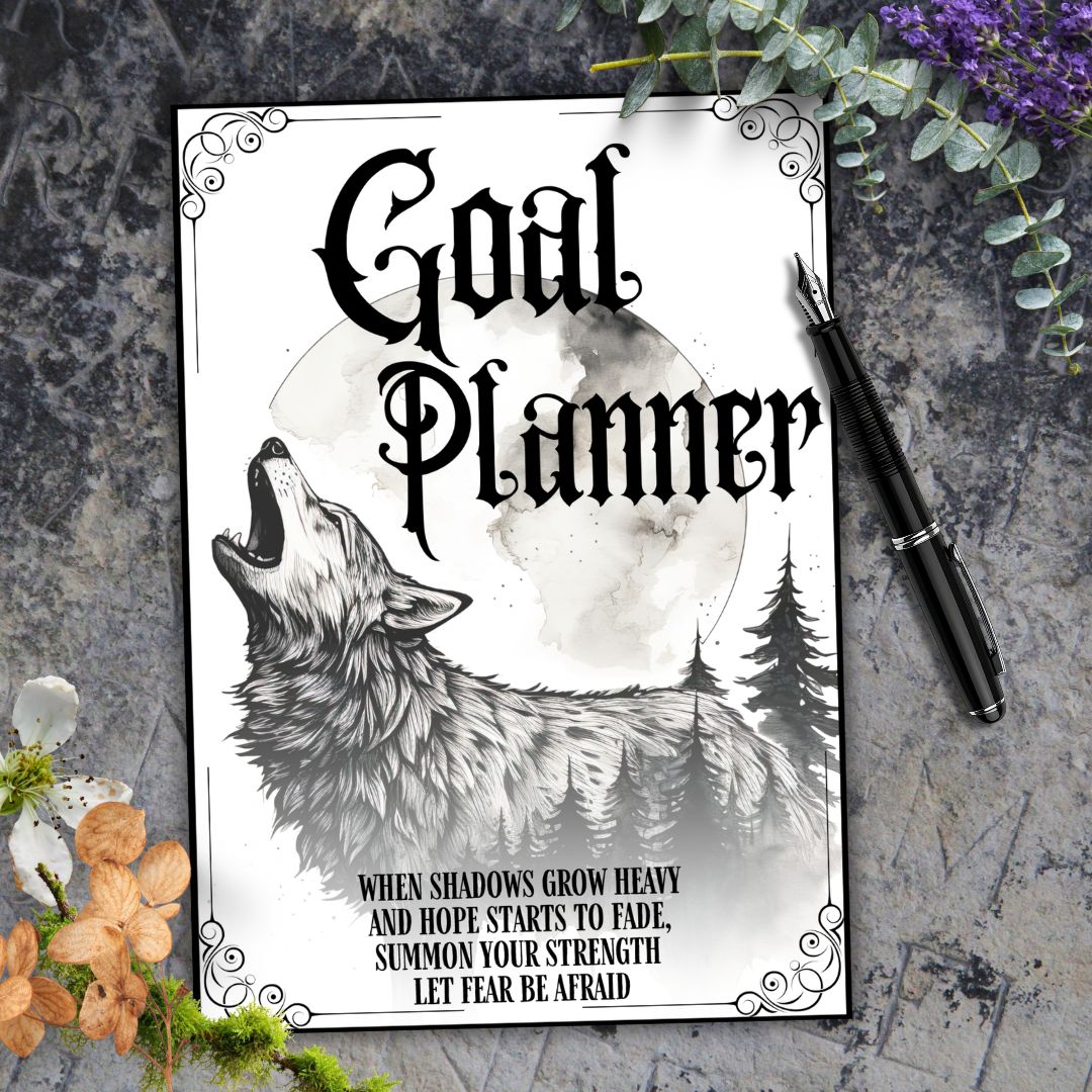 Gothic Goal Planner Printable Goal Setting Worksheets, Yearly & Quarterly Goals PDF