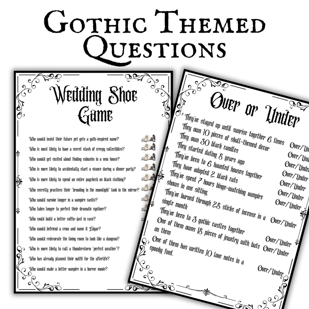 Gothic Bridal Shower Games Bundle