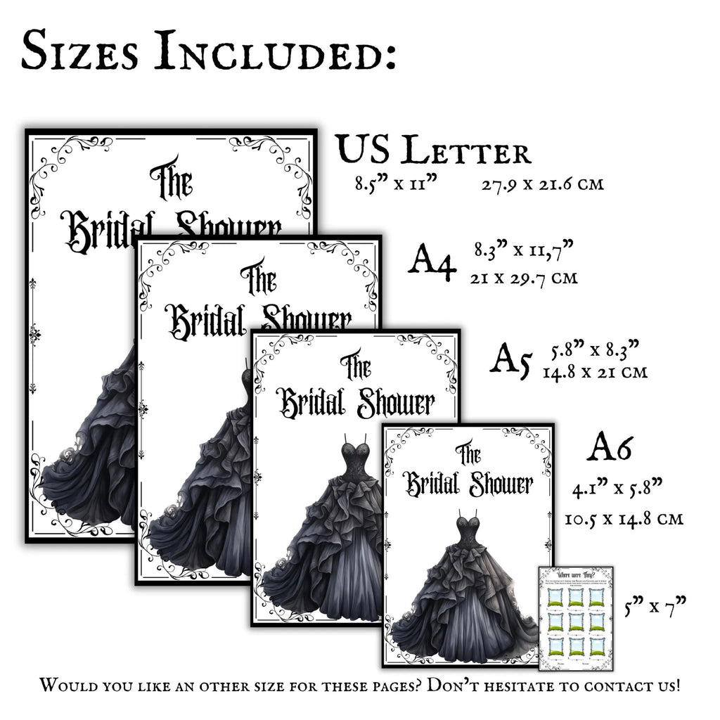 Gothic Bridal Shower Games Bundle