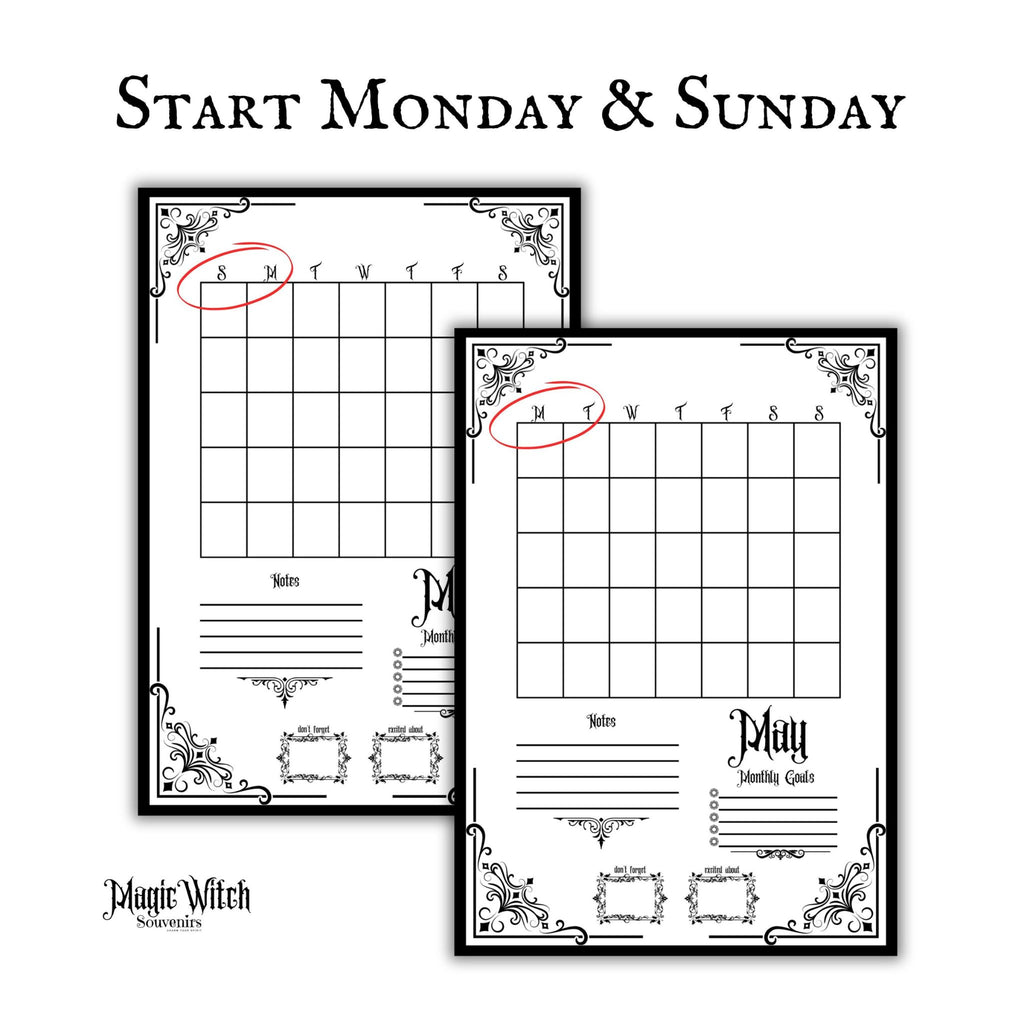 Gothic May Journal Planner Pages