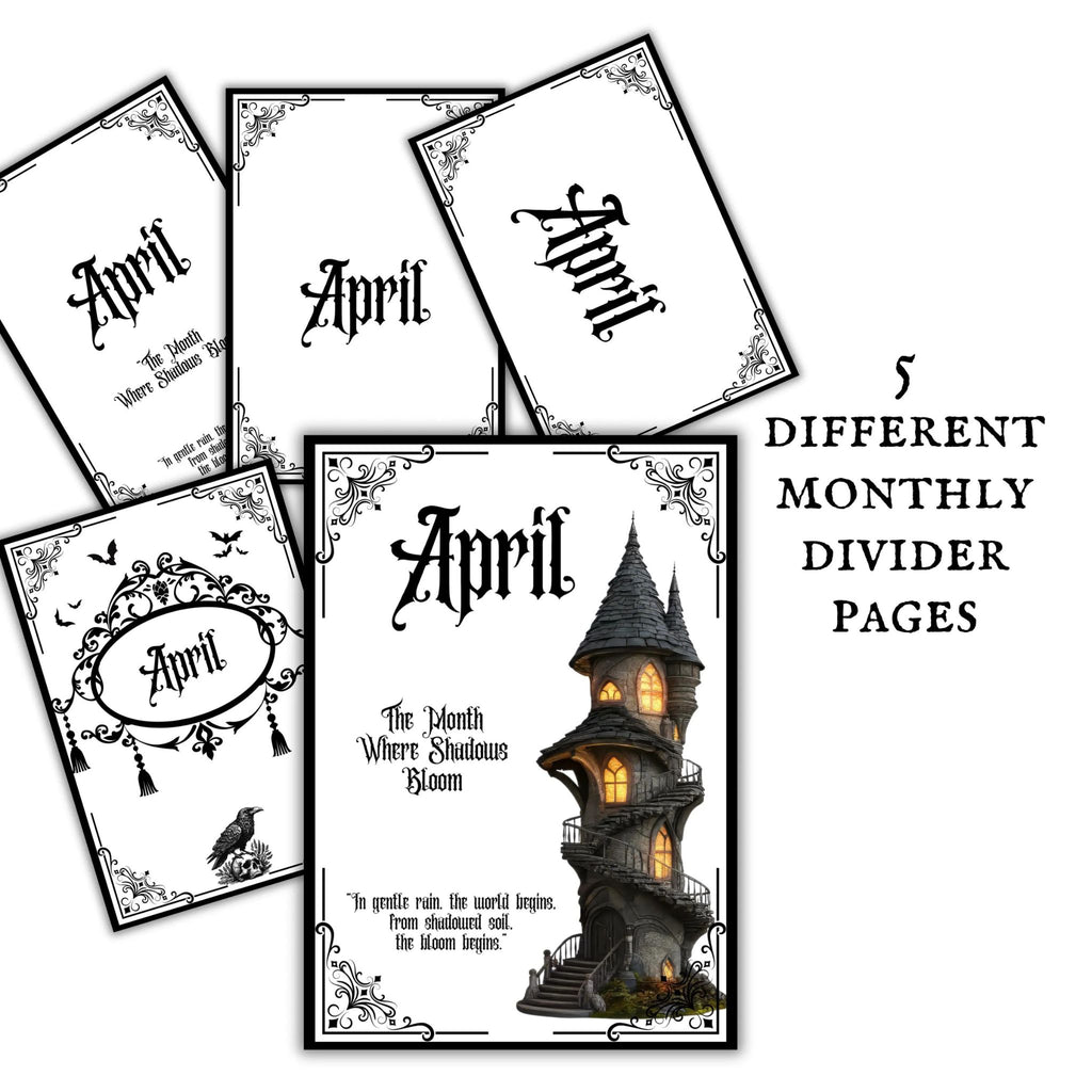 Gothic April Journal Planner Pages