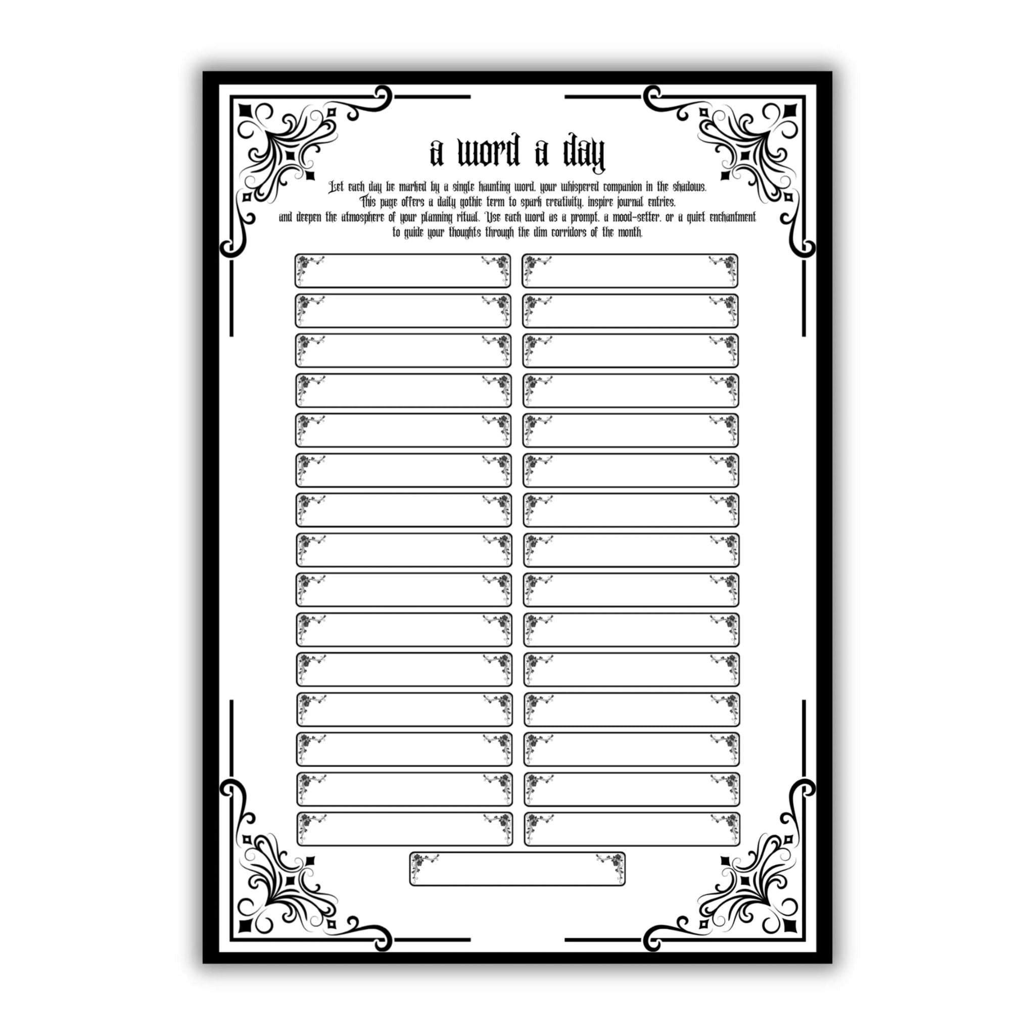 Gothic April Journal Planner Pages