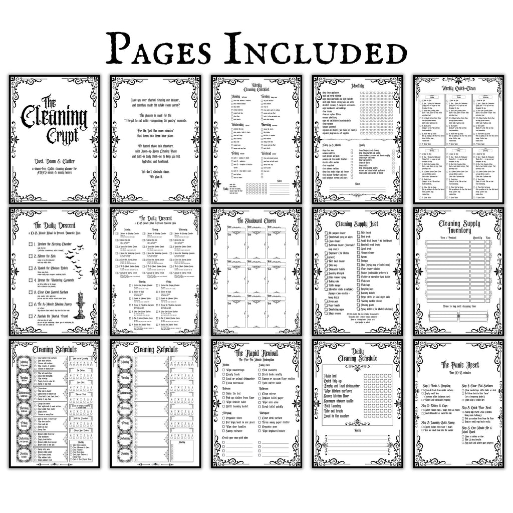 Gothic ADHD Cleaning Planner - The Cleaning Crypt