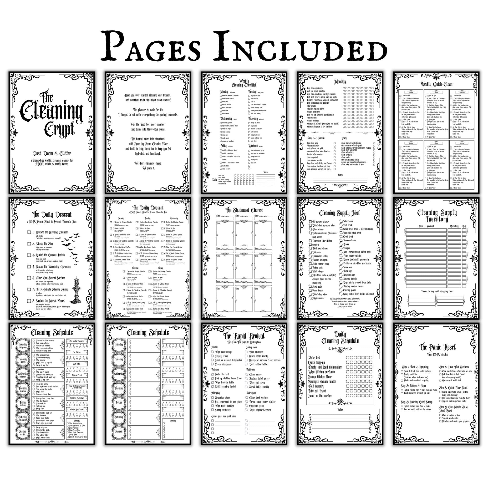 Gothic ADHD Cleaning Planner - The Cleaning Crypt