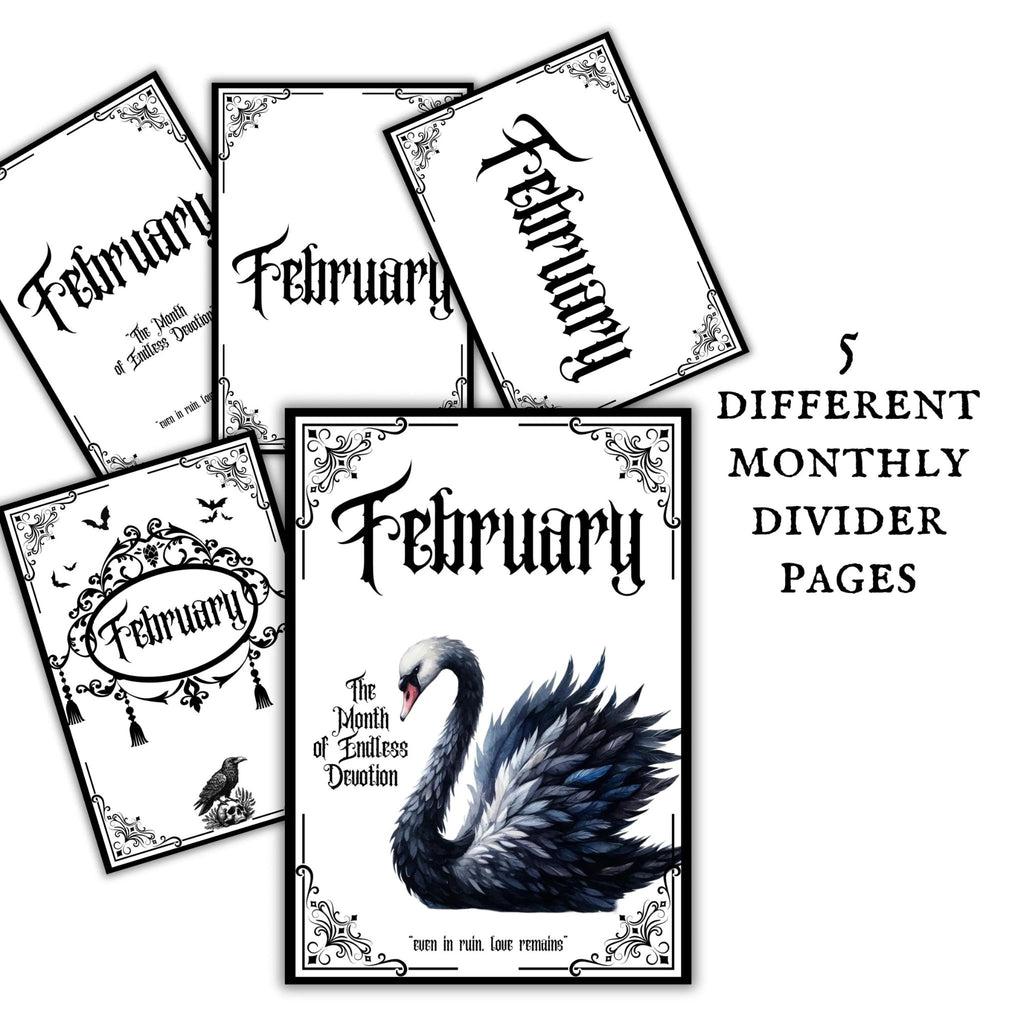 Gothic February Undated Journal Planner Pages
