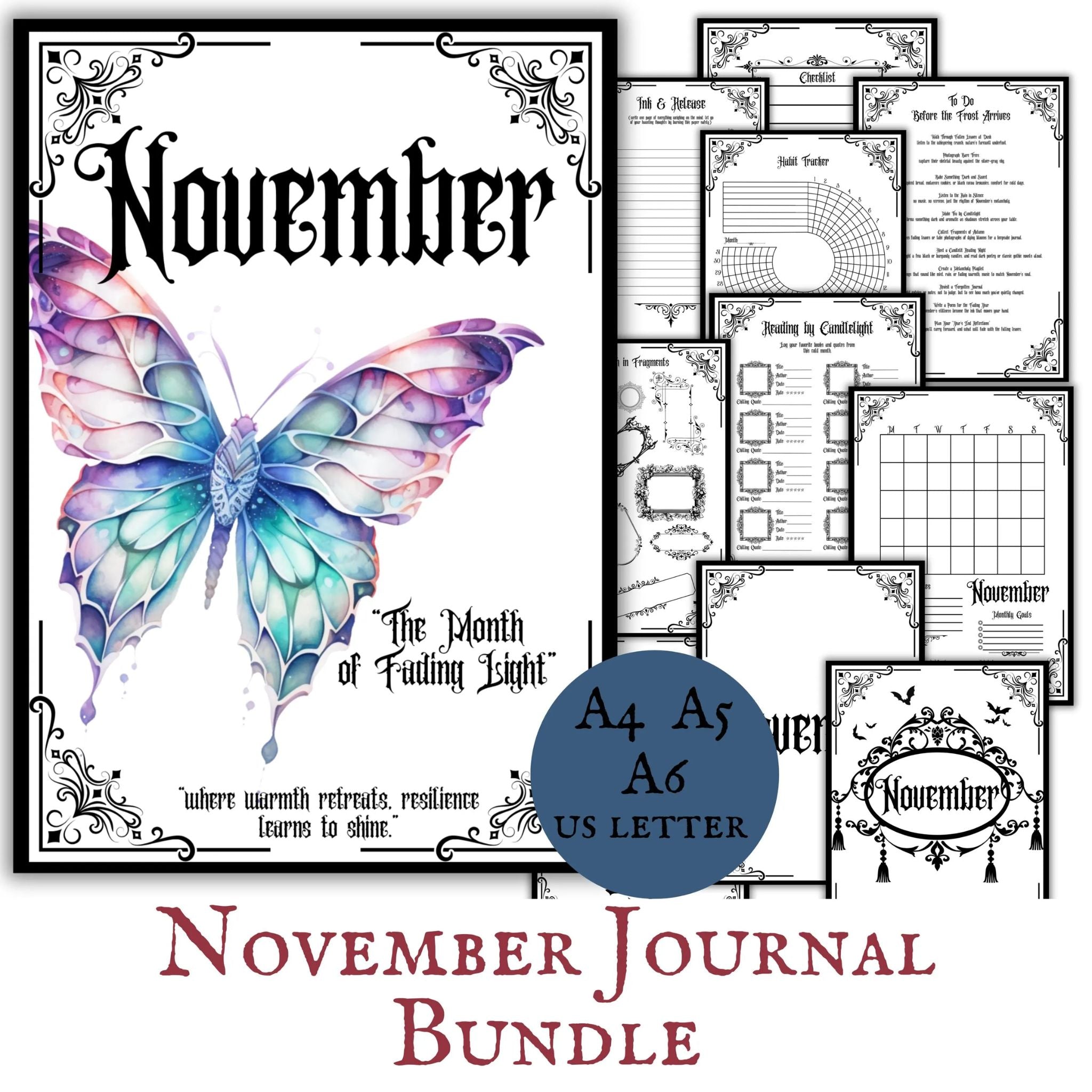 Gothic November Undated Journal Planner Pages