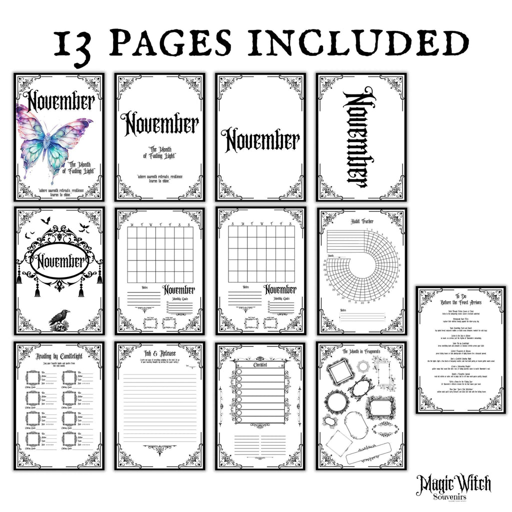 Gothic November Undated Journal Planner Pages