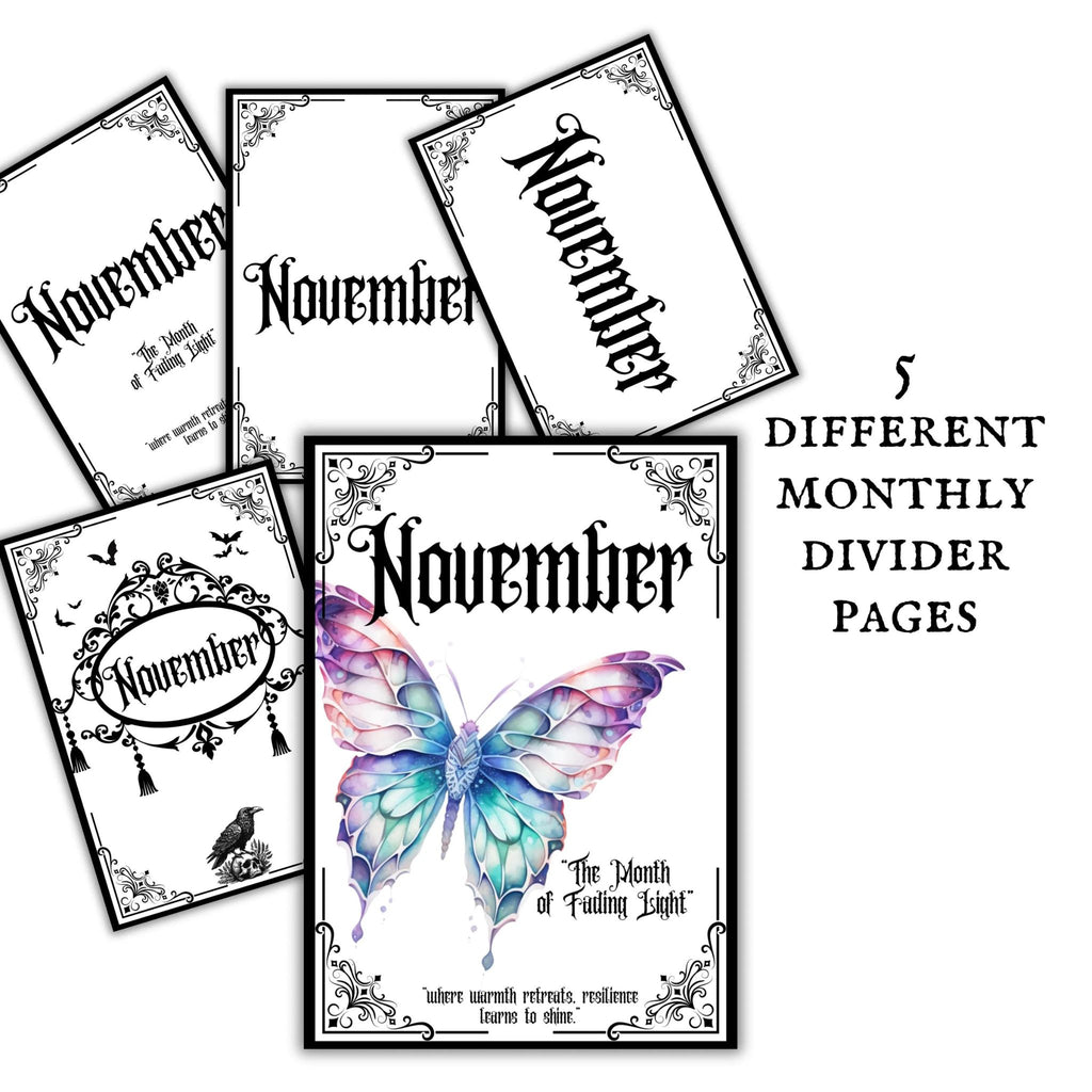 Gothic November Undated Journal Planner Pages