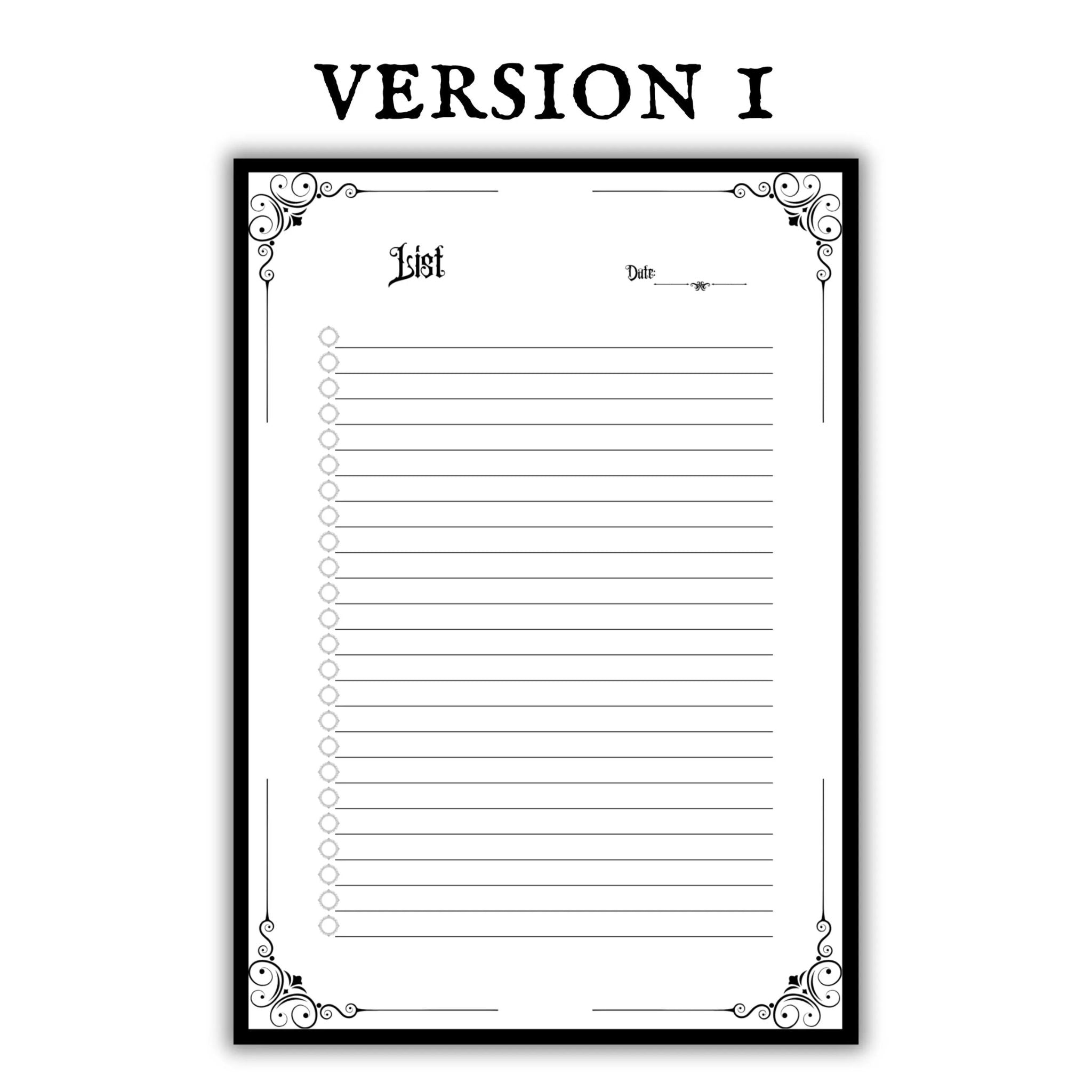 Gothic To-Do List & Checklist Printable Bundle