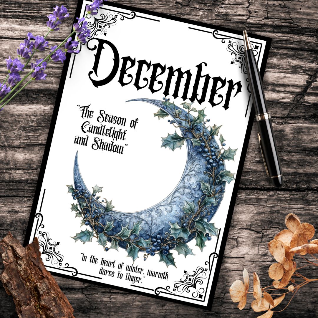 Gothic December Journal Bundle Printable  Monthly Planner, Daily Pages, Tracker & Year-End Reflection PDF