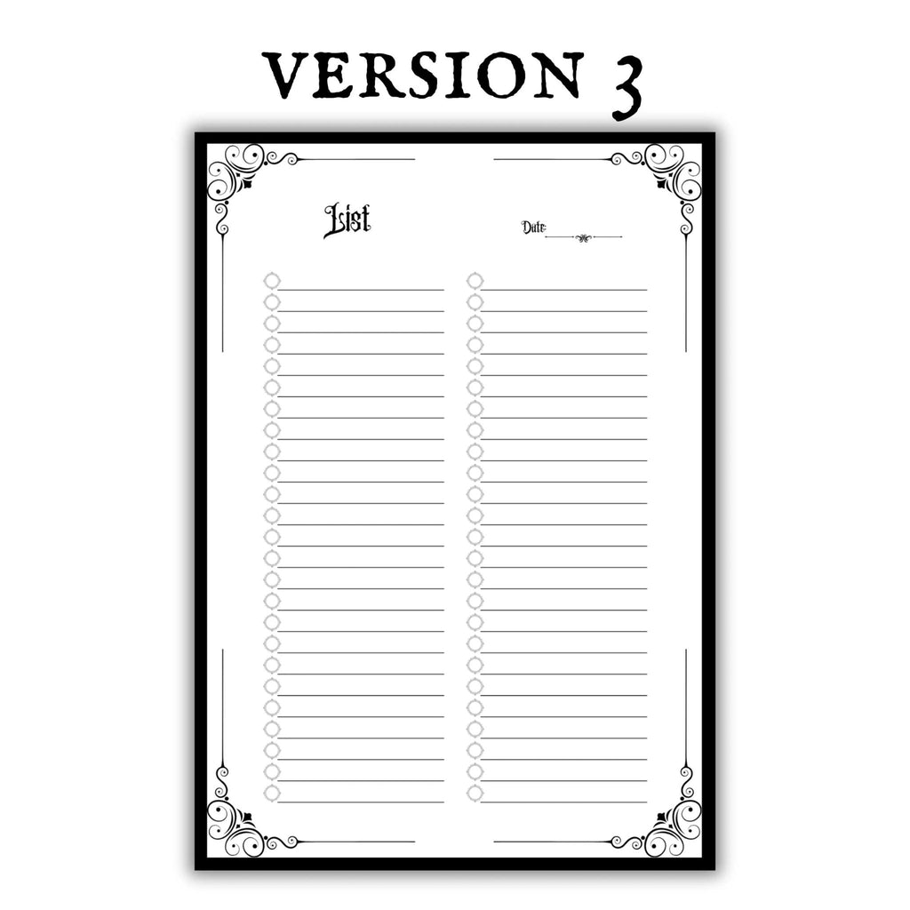 Gothic To-Do List & Checklist Printable Bundle