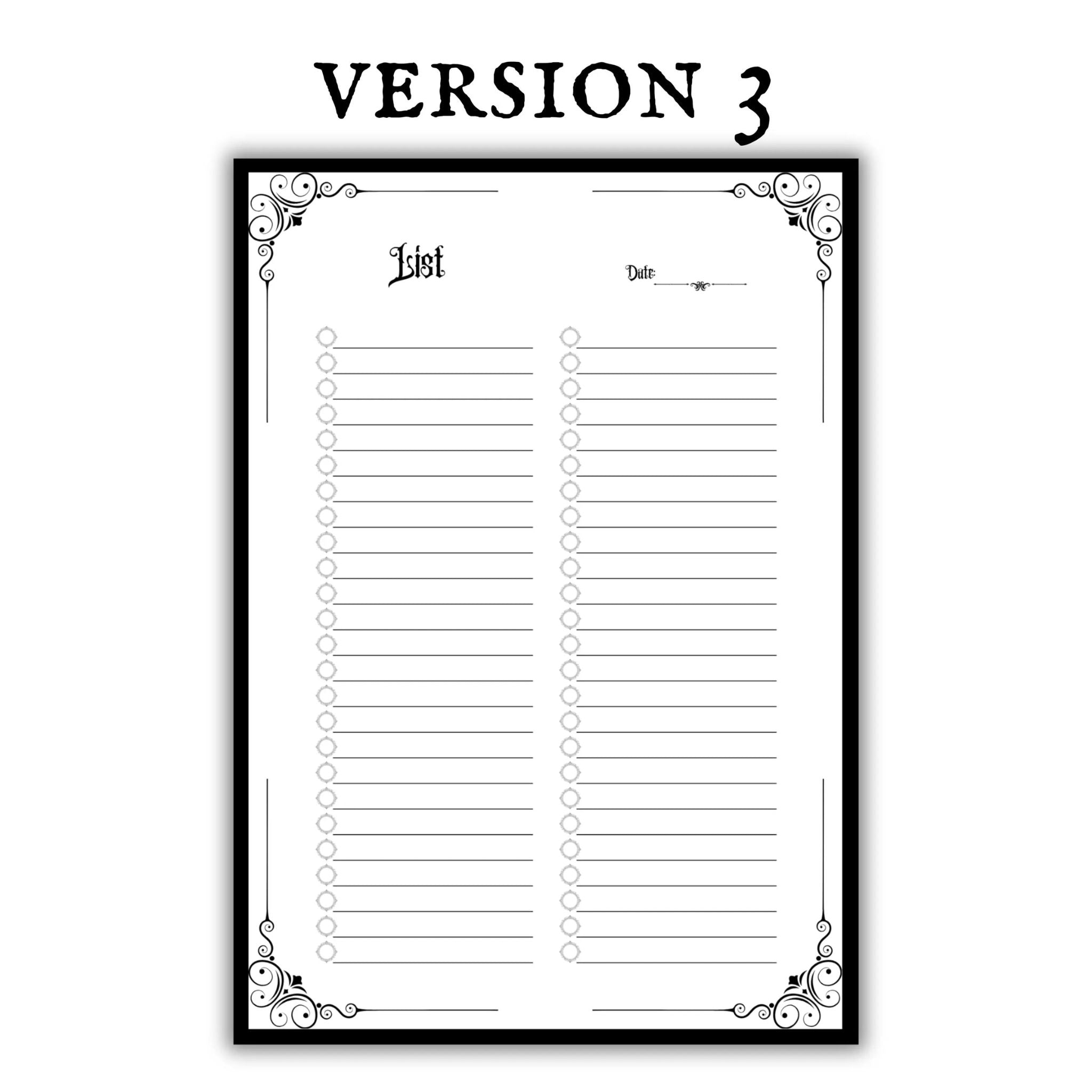 Gothic To-Do List & Checklist Printable Bundle