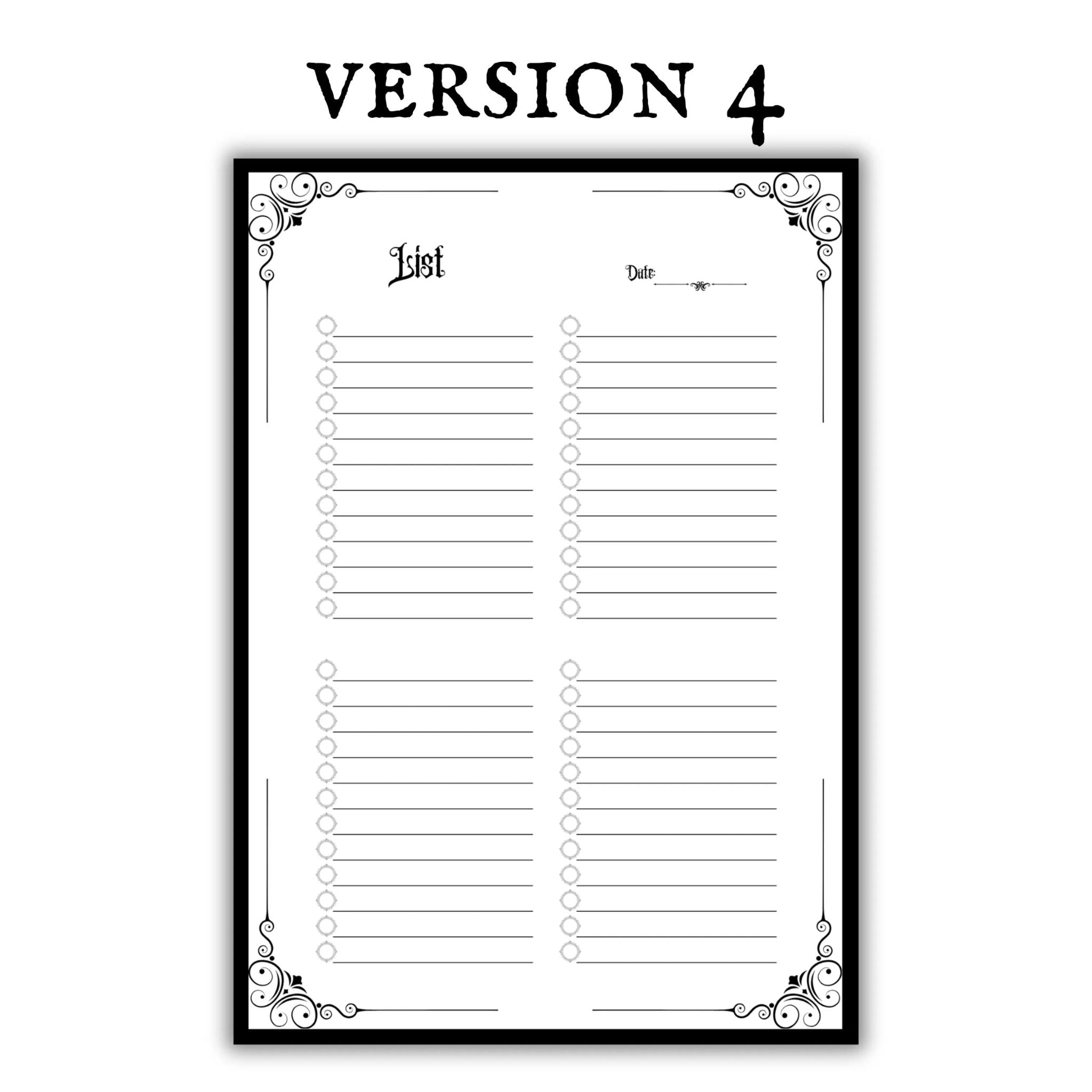 Gothic To-Do List & Checklist Printable Bundle